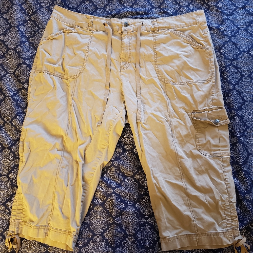 Khaki Cargo Crop Pants
